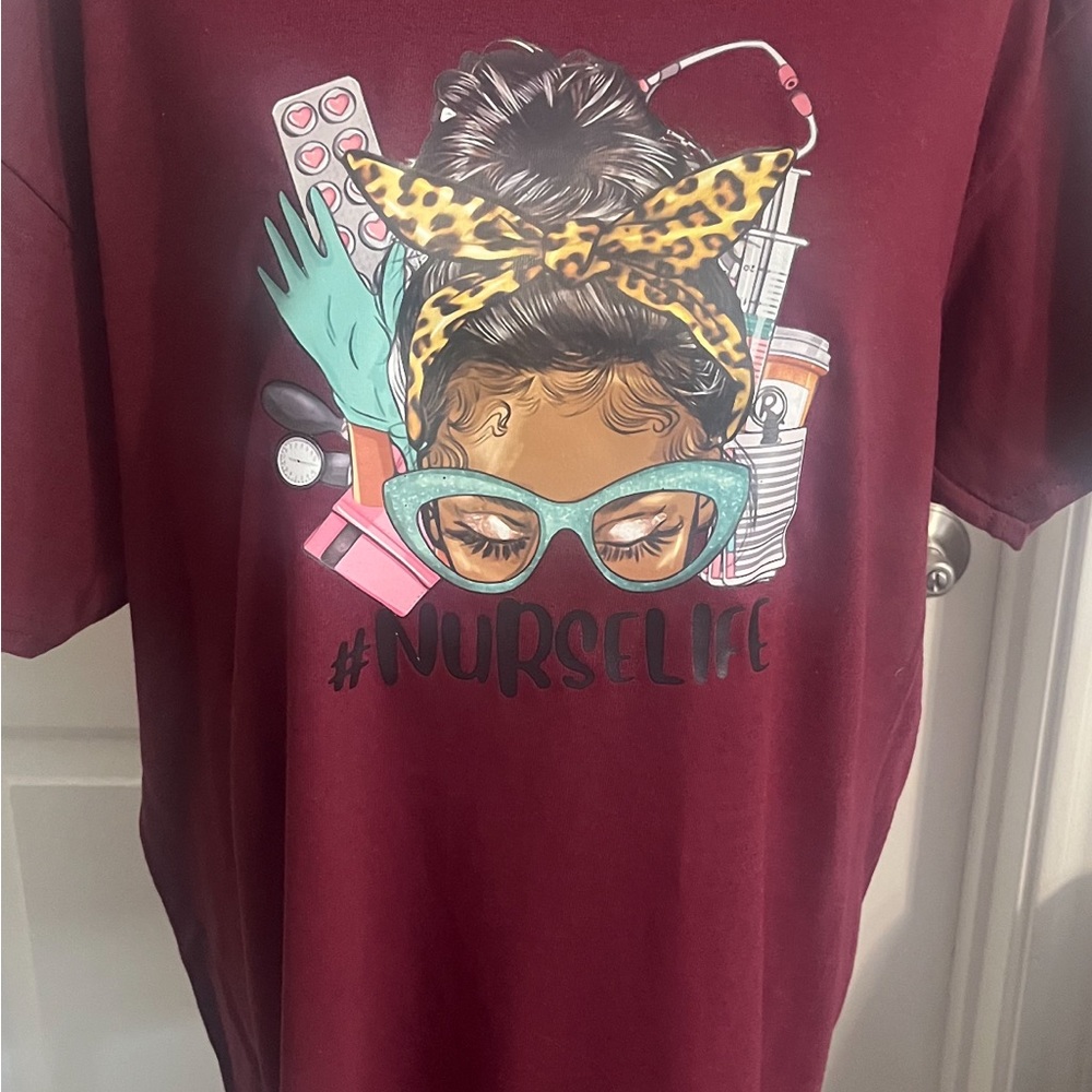 One of a kind !!! Leopard print Nurselife Tshirt